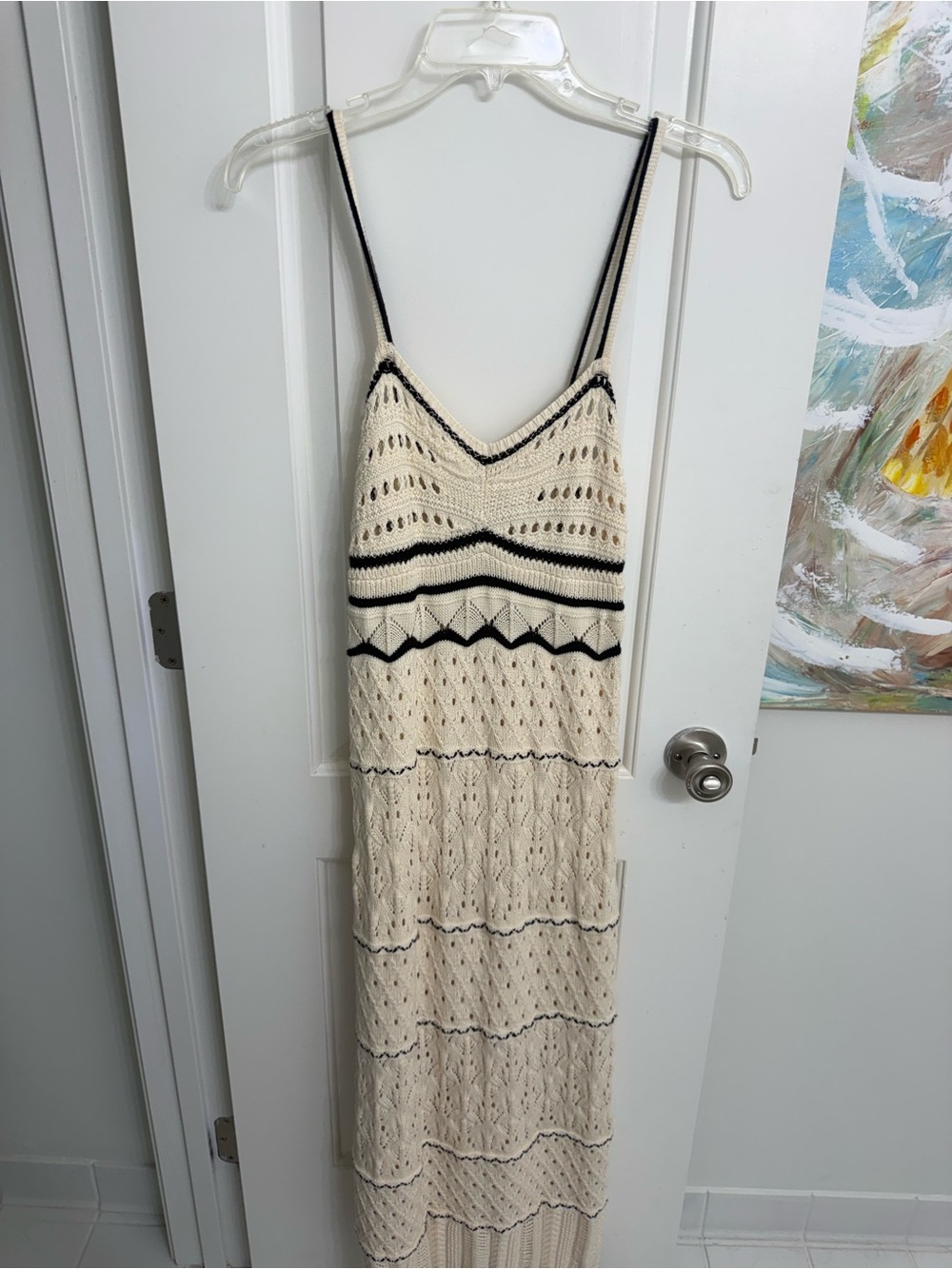 White and Black Crochet Dress